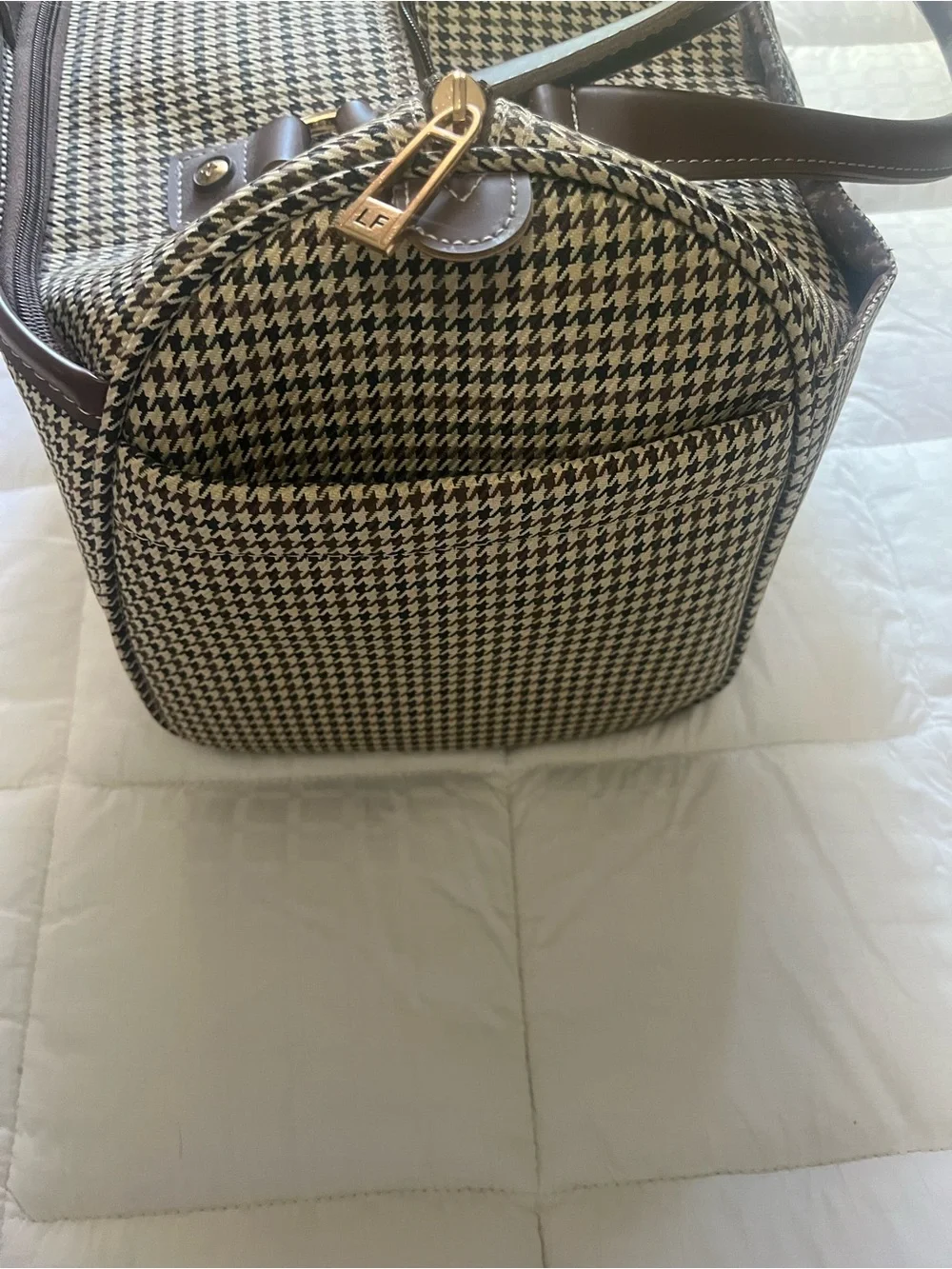London Fog Cambridge II 16-inch classic satchel, houndstooth pattern